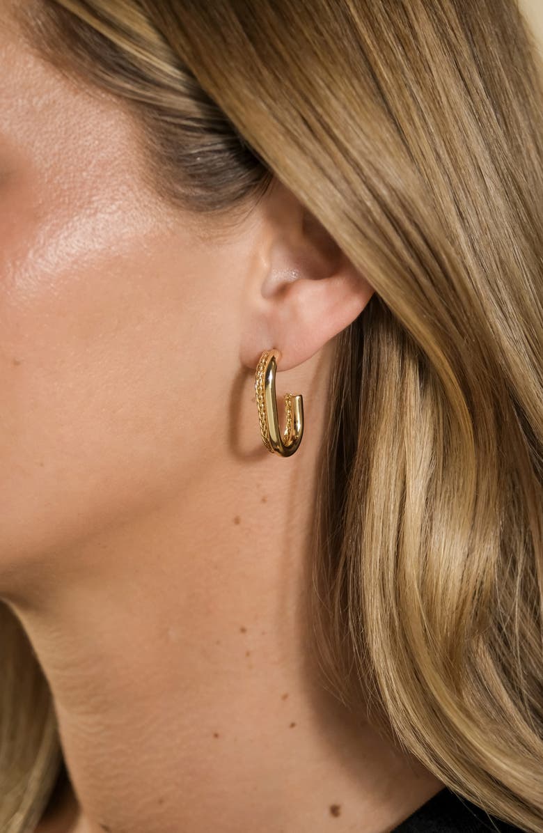 Sterling Forever Callista Braided Hoop Earrings, Alternate, color, Gold