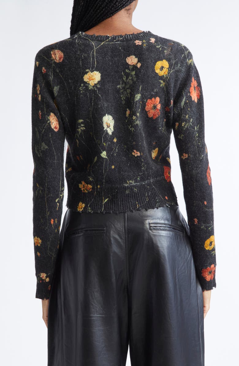 R13 Floral Distressed Merino Wool Baby Sweater, Alternate, color, Floral On Black