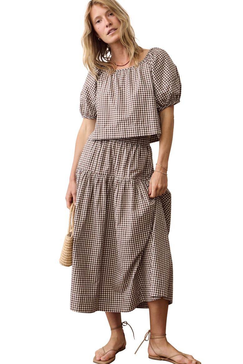 Gia Gingham Pima Cotton Poplin Skirt, Alternate, color, CHOCOLATE GINGHAM