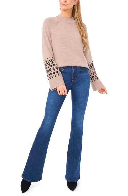 Halogenr Halogen(r) Fair Isle Accent Mock Neck Sweater In Neutral