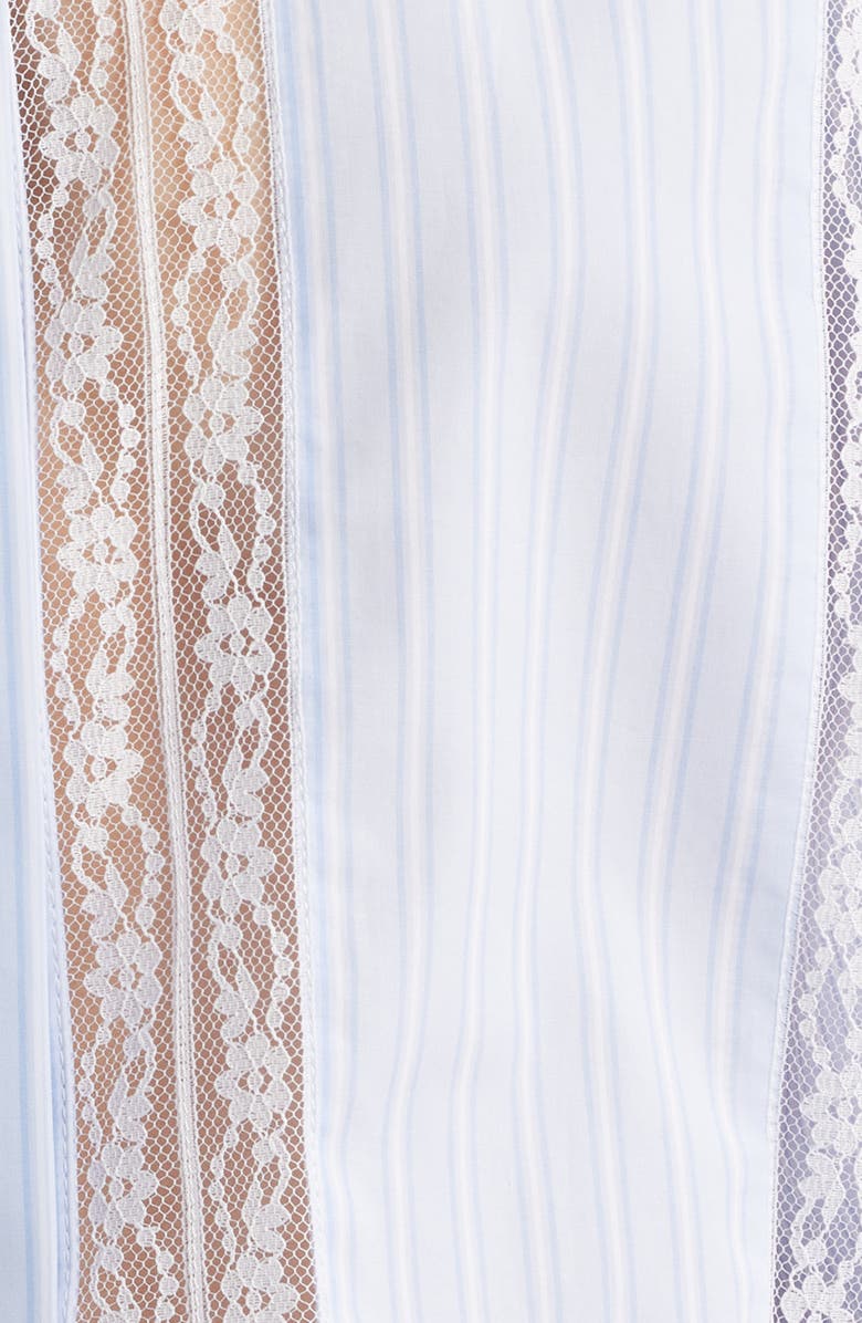 LoveShackFancy Delano Lace Panel Woven Shirt, Alternate, color, Sky Lagoon
