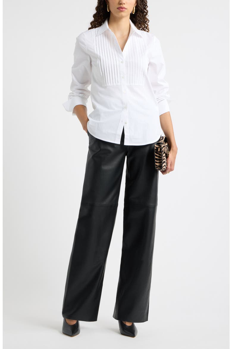 Pintuck Poplin Tuxedo Shirt, Alternate, color, WHITE