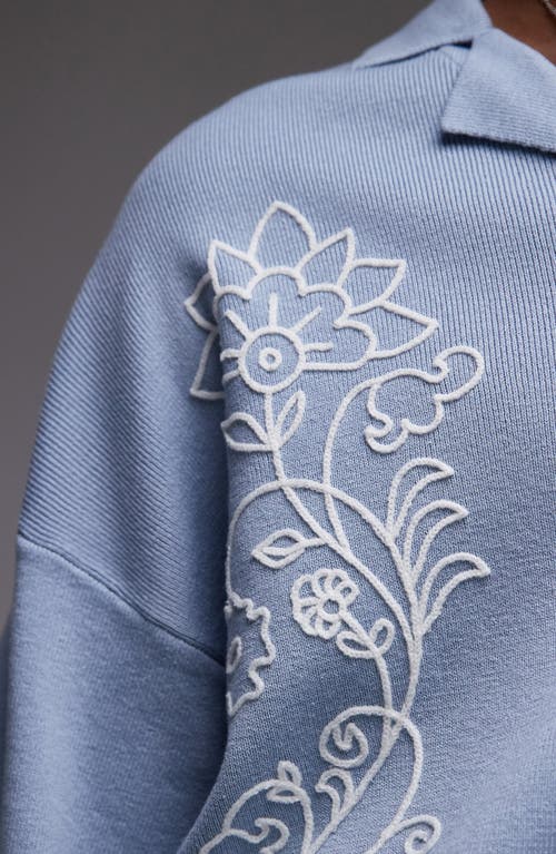 Topman Floral Embroidered Polo