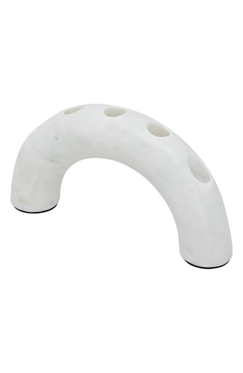 R16 HOME Marble Arch Taper Candlestick Holder, Main, color, White