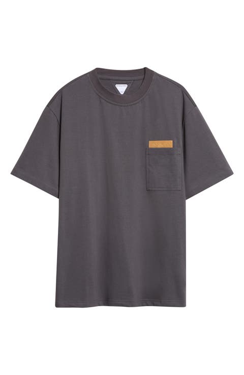 Pima Cotton Pocket T-Shirt with Intrecciato Suede Patch