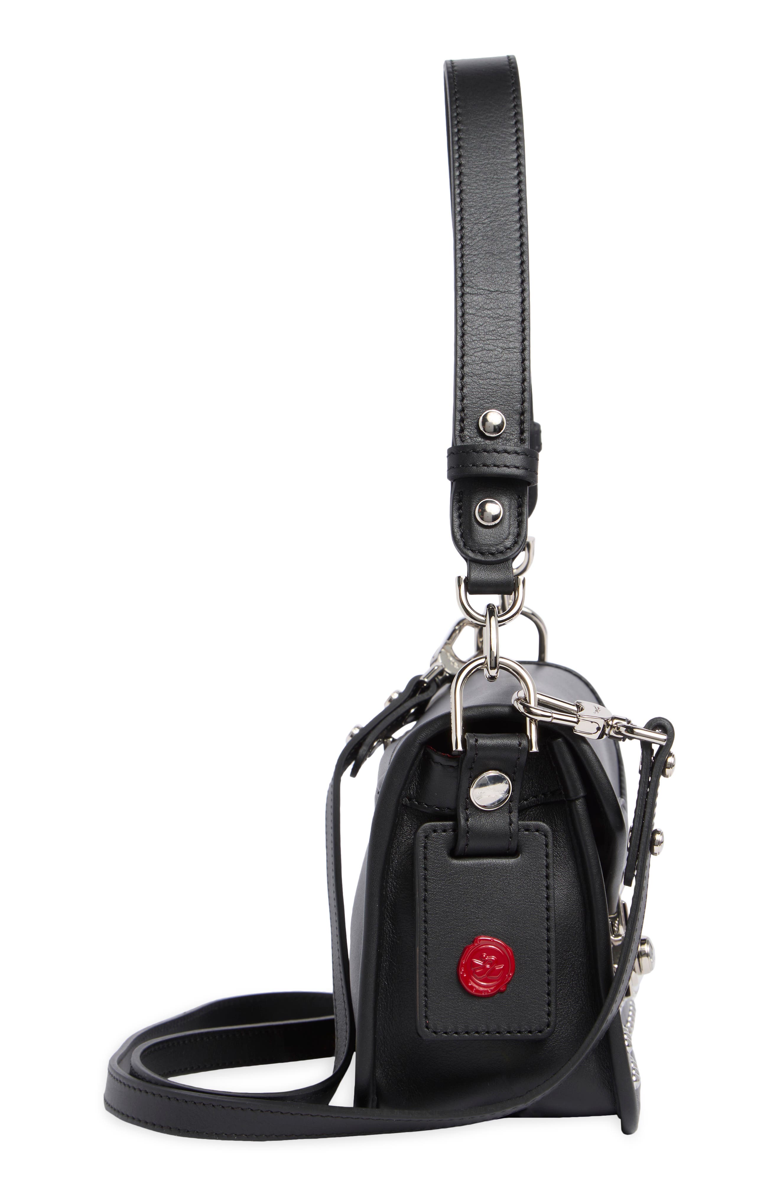 Longchamp Mademoiselle Calfskin Leather Crossbody Bag, Alternate, color, Black