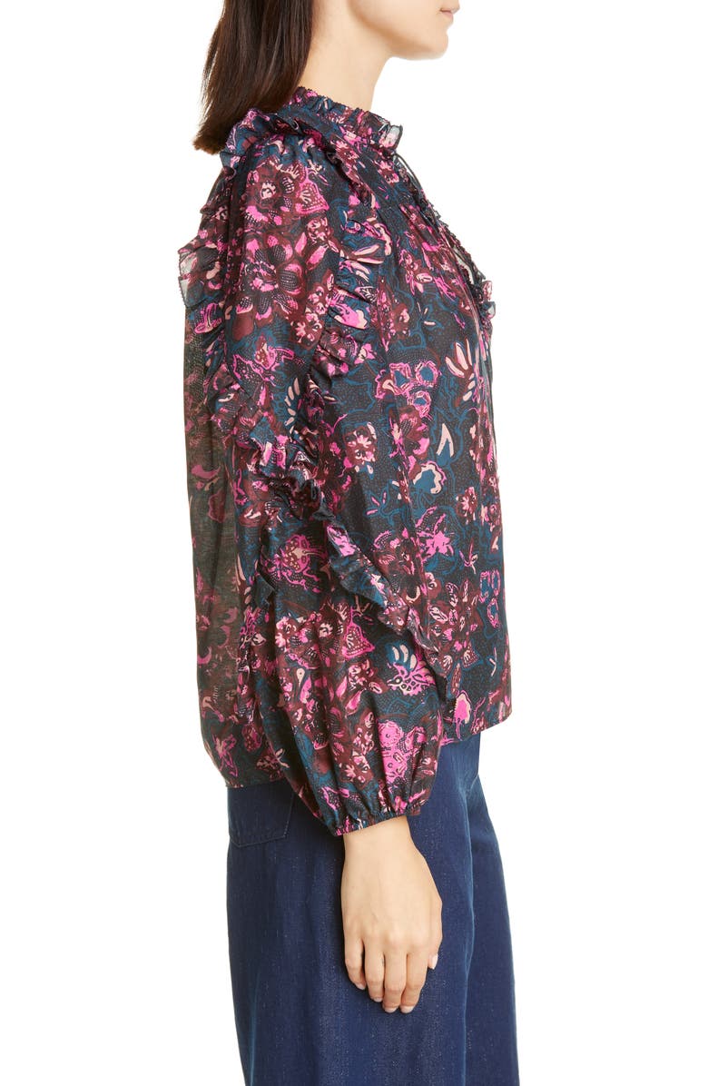 Ulla Johnson Rana Ruffle Floral Blouse, Alternate, color,