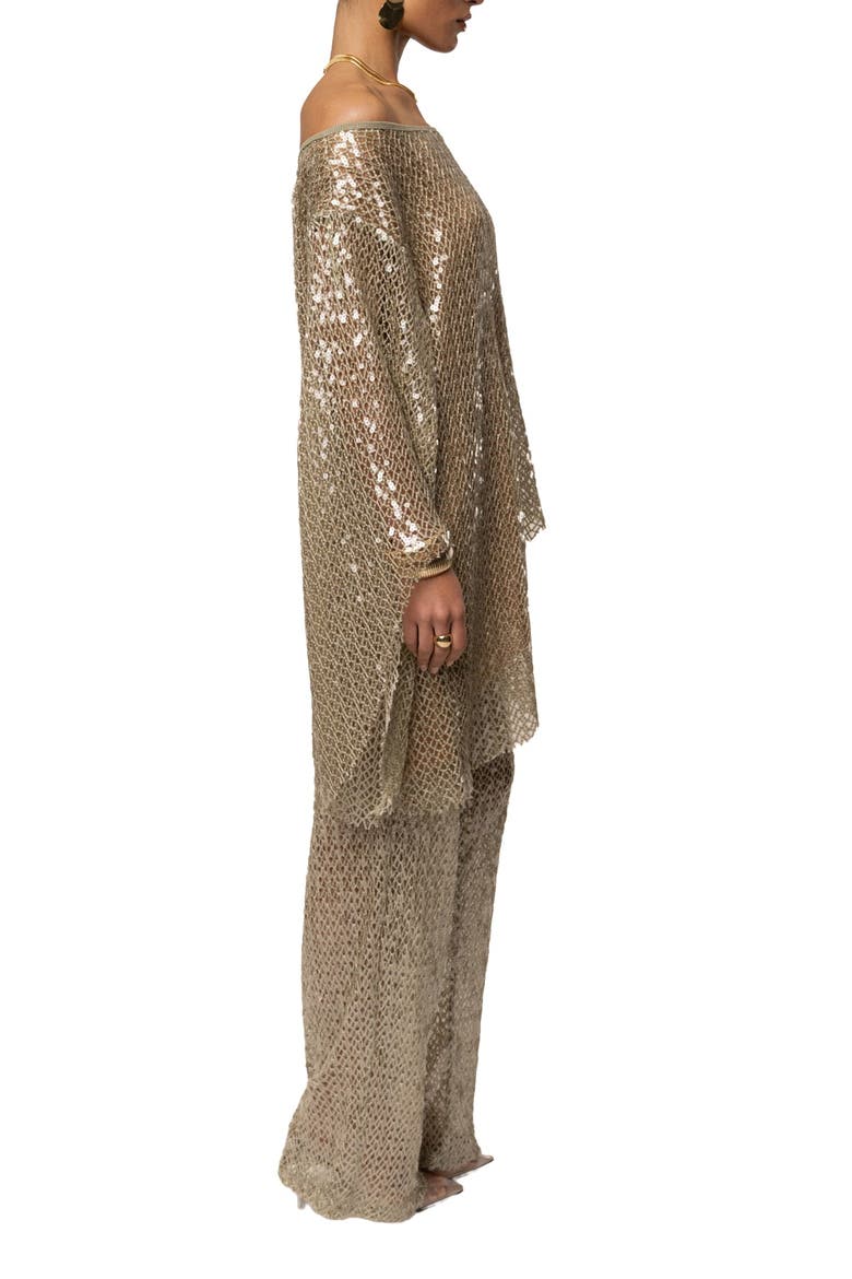 Sheer Glow Sequin Top, Alternate, color, Sage