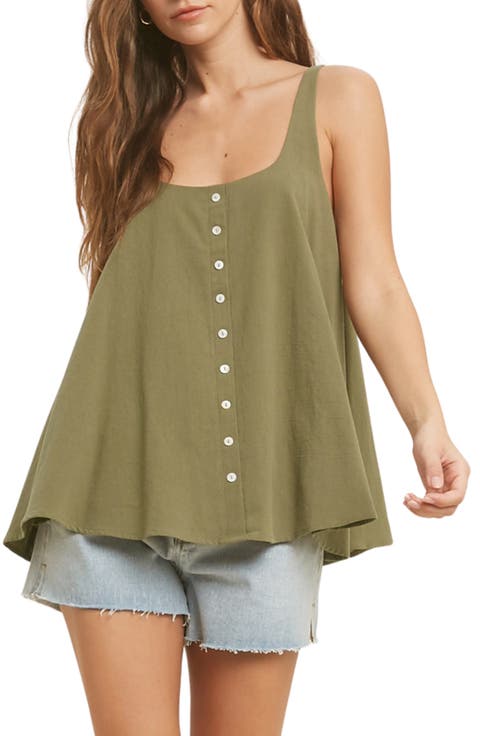 Button Front Cotton Gauze Tank