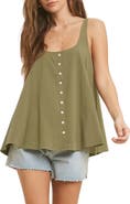 WISHLIST Button Front Cotton Gauze Tank