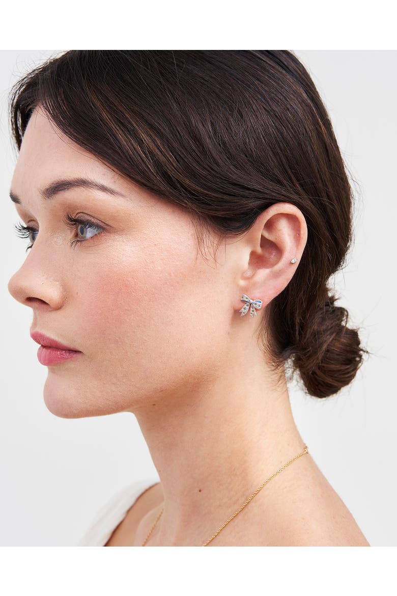 Forget Me Not Bow Stud Earrings, Alternate, color, Gold