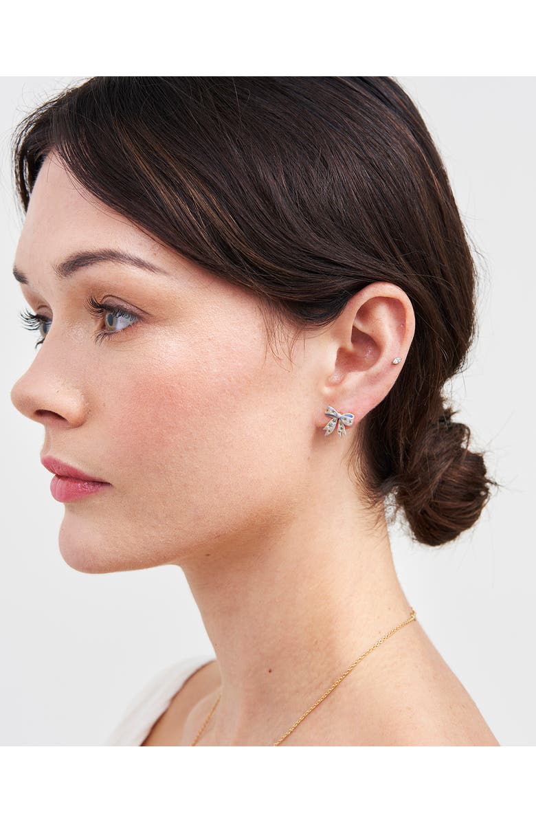 Fable England Forget Me Not Bow Stud Earrings, Alternate, color, Gold