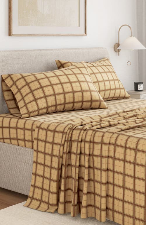 Woven & Weft Plaid 4-piece Flannel Bed Sheet Set In Brown