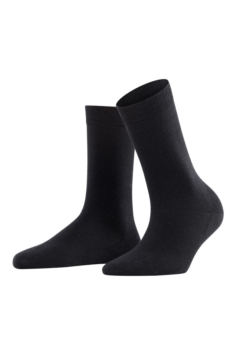 Soft Merino Crew Socks, Main, color, BLACK