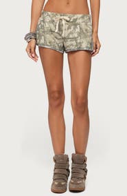 EDIKTED Harlie Camo French Terry Shorts