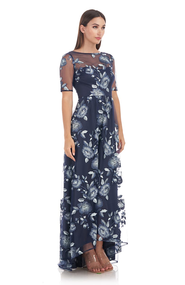 JS Collections Presley Floral Embroidered High-Low Gown, Alternate, color,