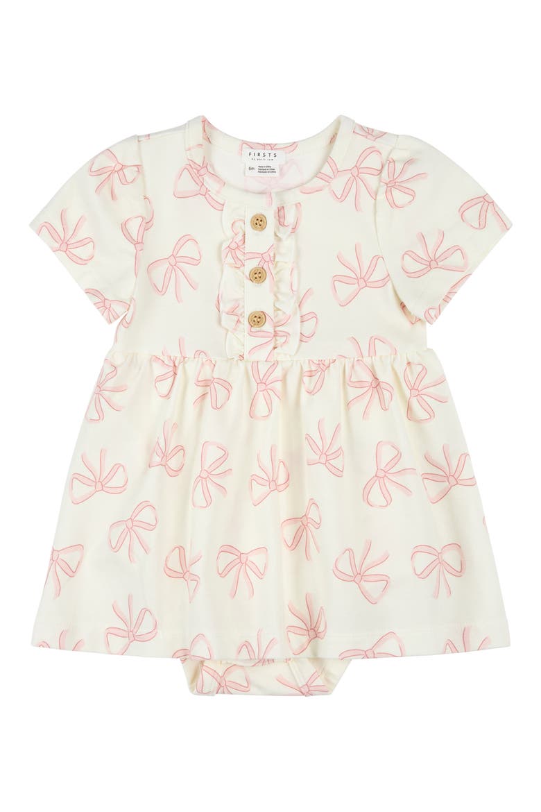 Bow Print Skirted Bodysuit, Main, color, BEIGE