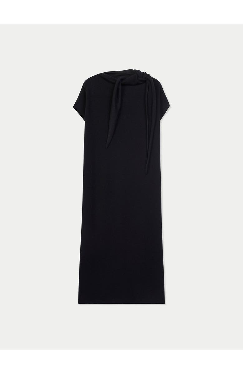 Gobi Cashmere Cashmere Tie-Neck Dress, Main, color, Black