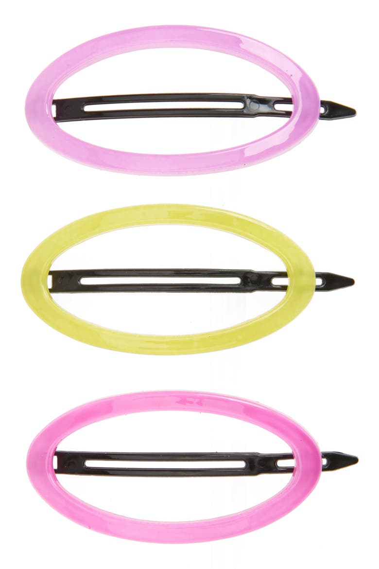 Kids' 3-Pack Oval Hair Clips Set, Main, color, PINK