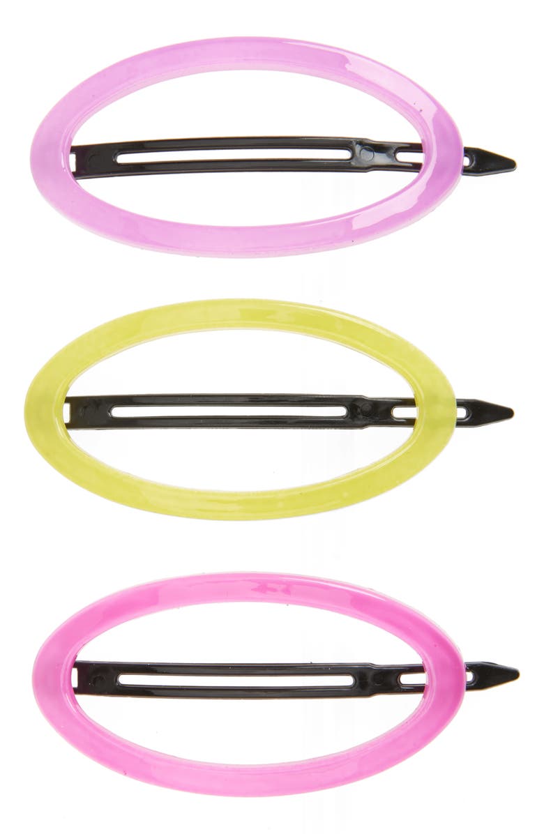Cara Kids' 3-Pack Oval Hair Clips Set, Main, color, Pink