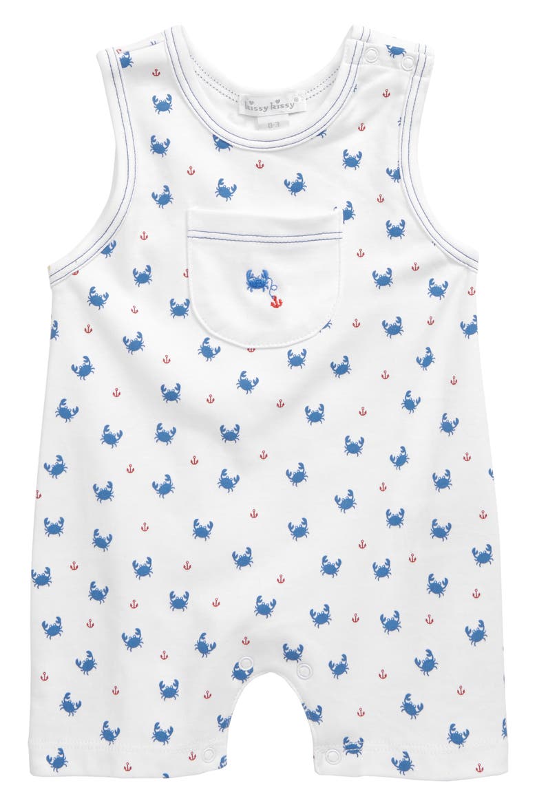 Crab Craze Romper, Main, color, BLUE