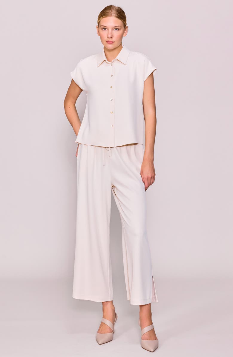 MELLODAY Cap Sleeve Button-Up Shirt, Alternate, color, Bone