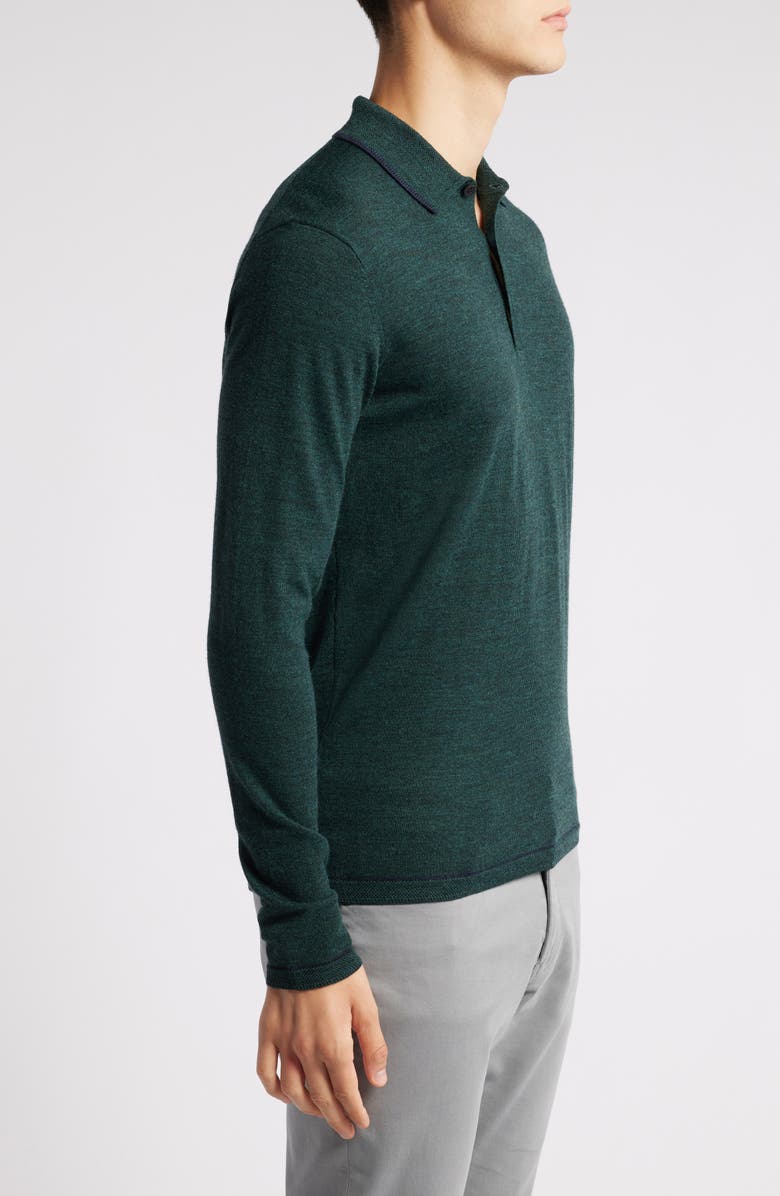 Robert Barakett Roman Long Sleeve Merino Wool Sweater Polo, Alternate, color, Deep Green