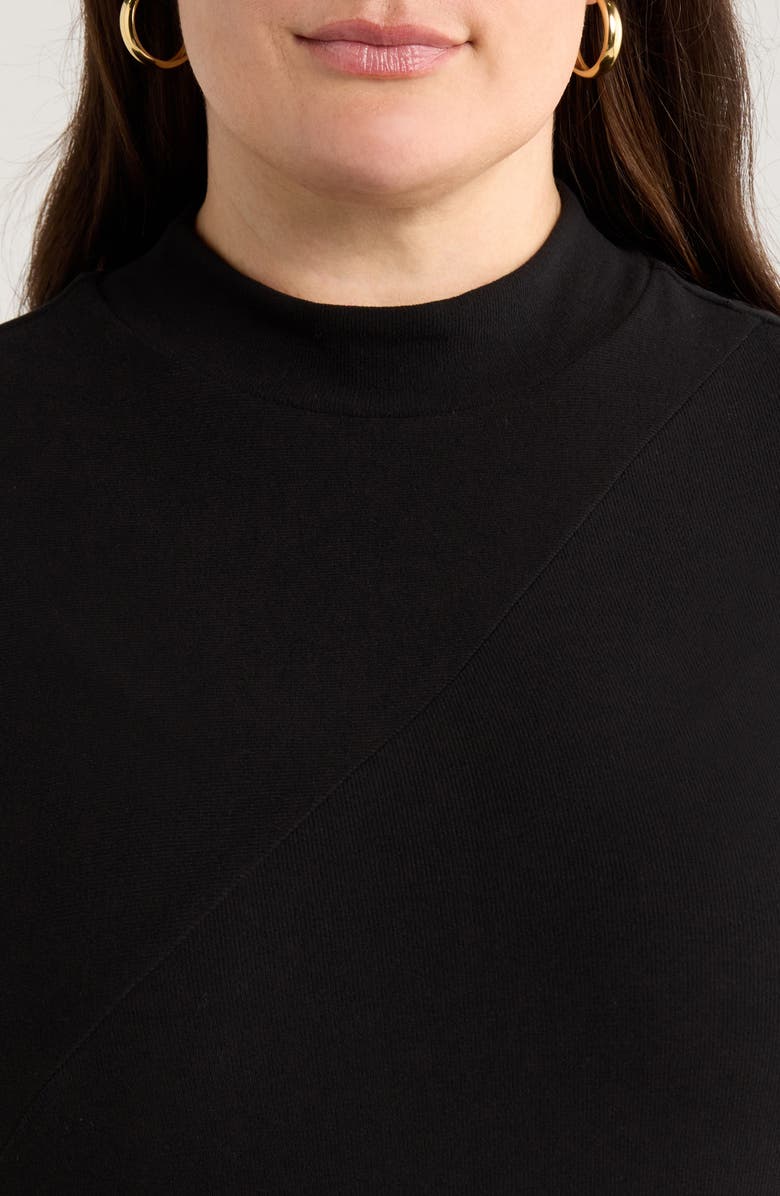 Treasure & Bond Mock Neck Asymmetrical Maxi Dress, Alternate, color, Black