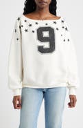 Vinyl Icons Nine Stars One Shoulder Graphic Sweatshirt