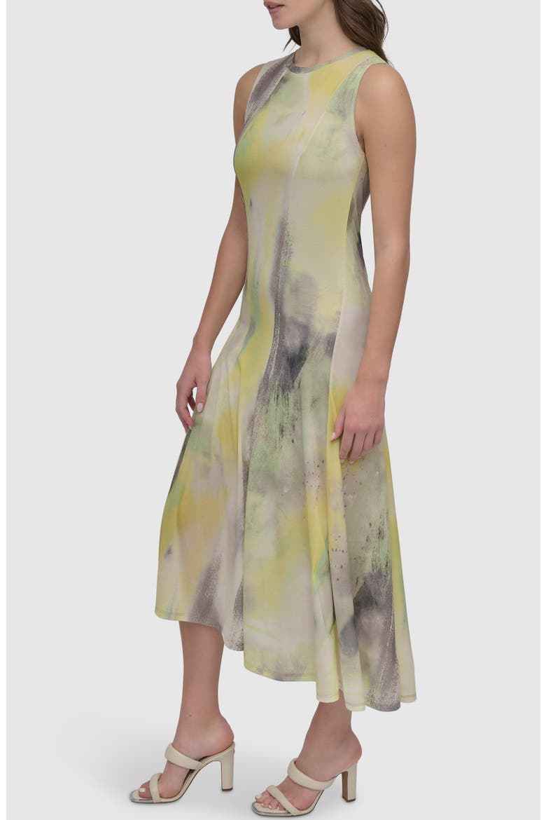 Print Slub Jersey Midi Dress, Alternate, color, WATERCOLOR HUES