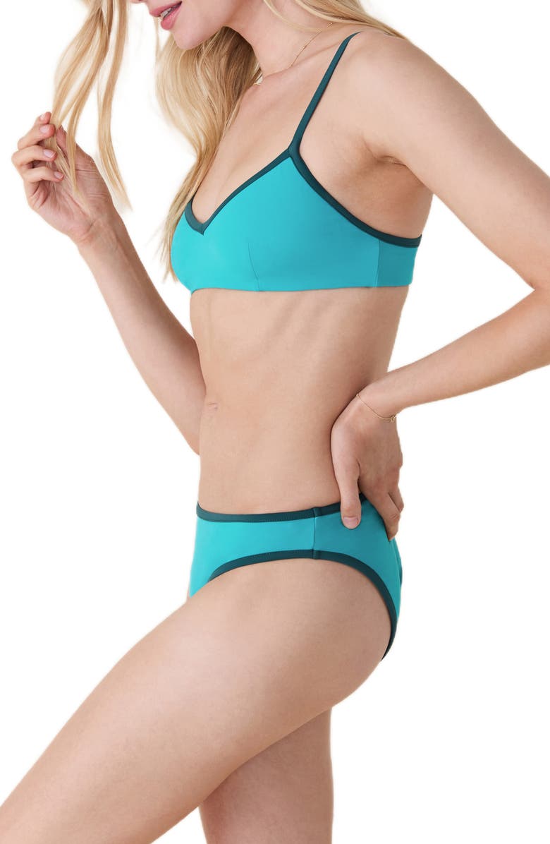 Andie The Bells Bikini Top, Alternate, color, Cyan