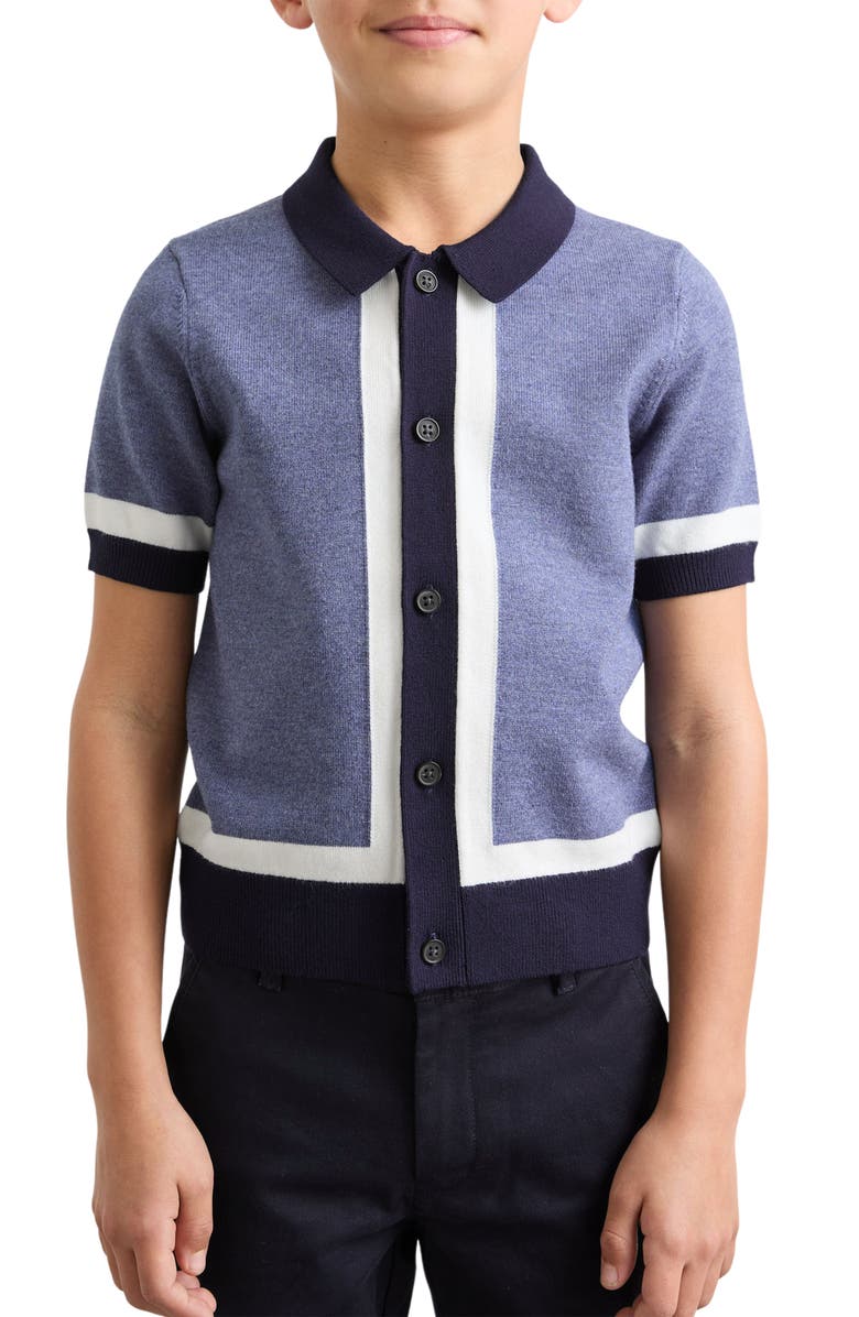 Reiss Kids' Craig Knit Top, Alternate, color, Navy/ Airforce B
