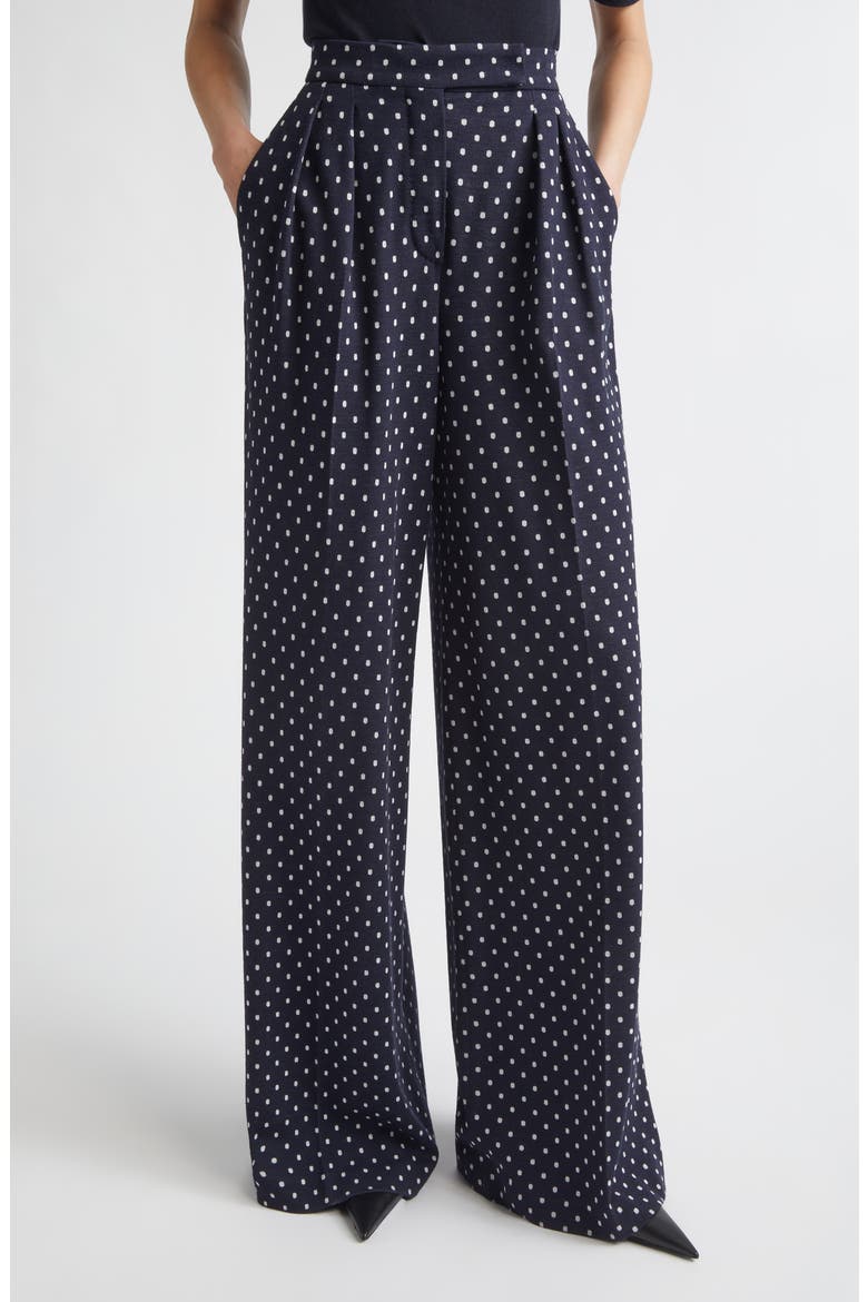 Pleated Dot Jacquard Knit Wide Leg Pants, Main, color, ULTRAMARINE