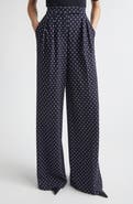 Max Mara Pleated Dot Jacquard Knit Wide Leg Pants