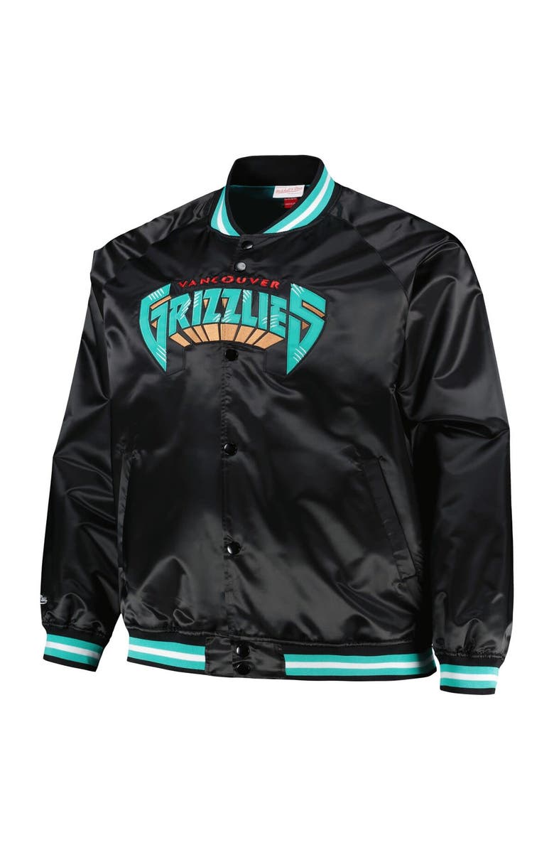 Mitchell & Ness Men's Mitchell & Ness Black Vancouver Grizzlies Big & Tall Hardwood Classics Wordmark Satin Raglan Full-Zip Jacket, Alternate, color, Black