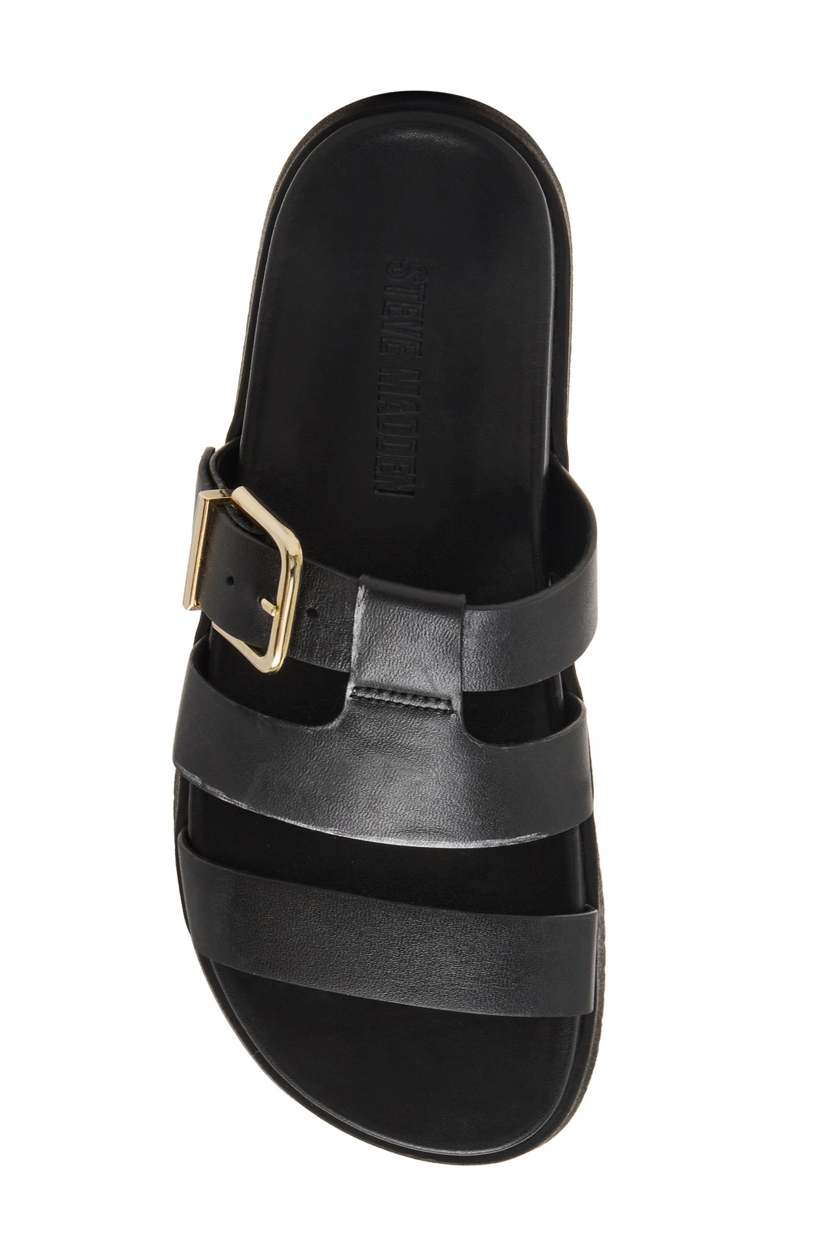 Steve Madden Maze Slide Sandal, Alternate, color, Black Leather