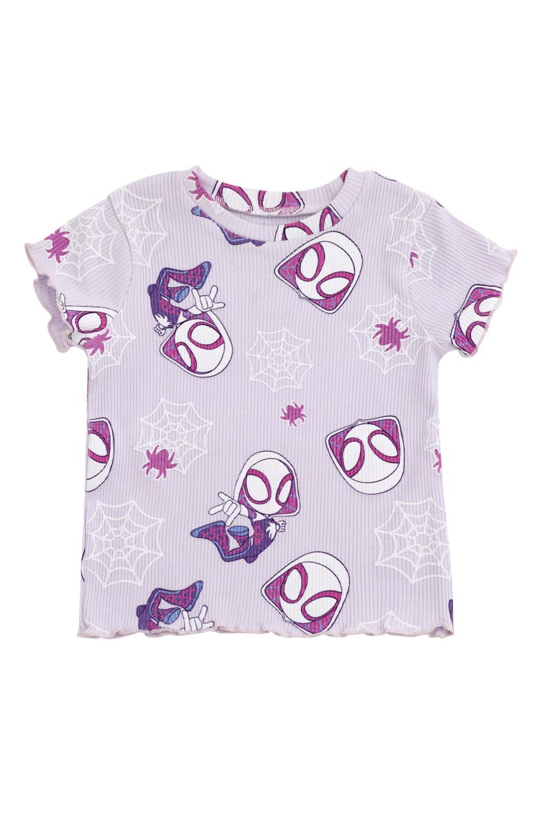 Marvel Ghost-Spider Spidey and His Amazing Friends Ribbed T-Shirt & Shorts Set, Alternate, color, Pale Purple, Ghost Spider