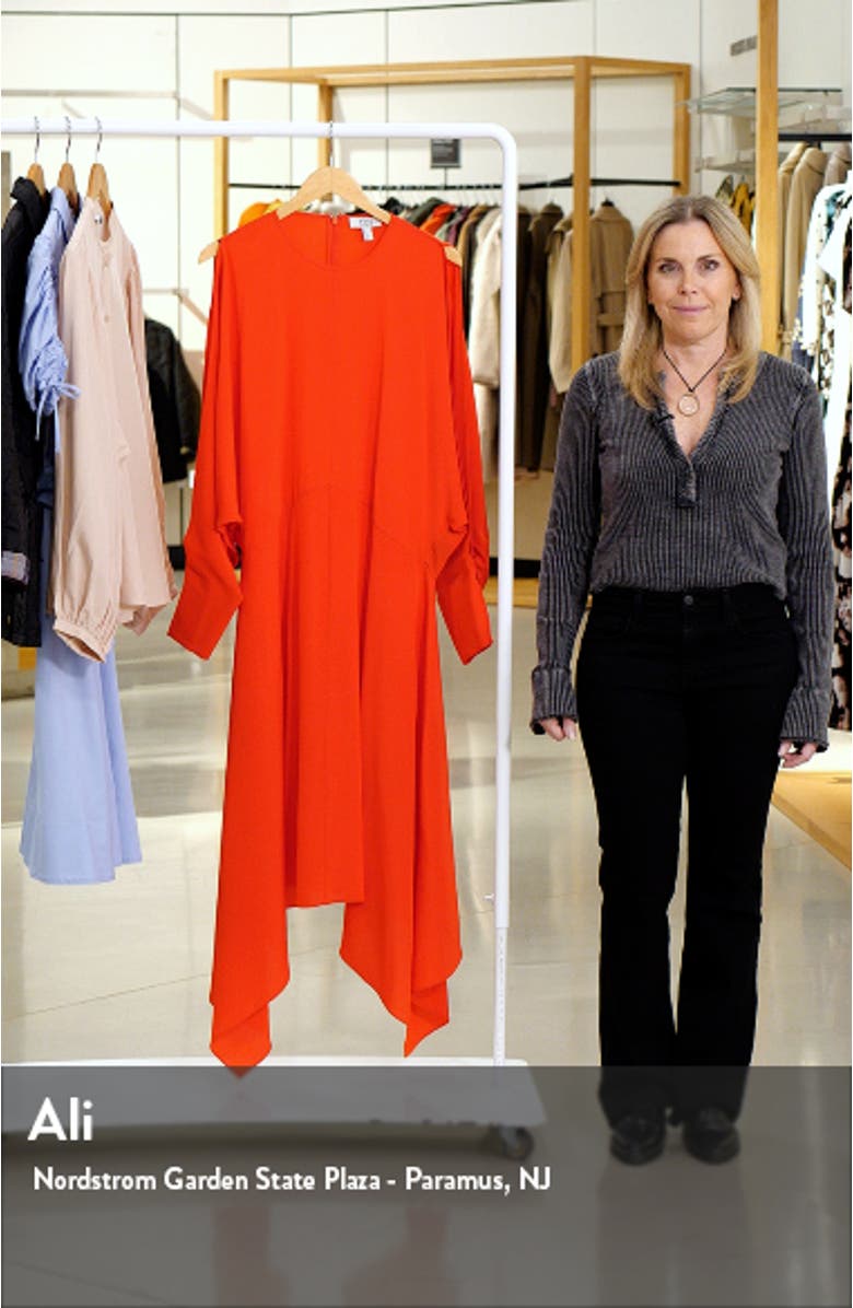 Long Sleeve Handkerchief Hem Midi Dress, sales video thumbnail