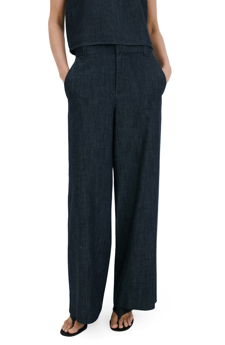 MANGO Mid Rise Wide Leg Trouser Jeans, Main, color, 