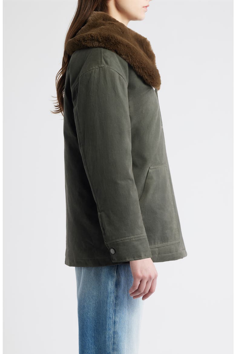 Tessuto Waxed Cotton Jacket with Removable Faux Fur Collar, Alternate, color, UMBER