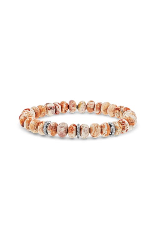 Sheryl Lowe Mexican Fire Opal 8mm Bead Bracelet With 3 Diamond Rondelles