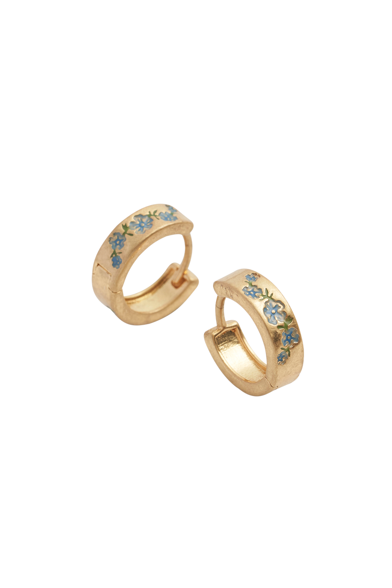 Forget-Me-Not Mini Hoop Earrings, Main, color, Blue & Gold