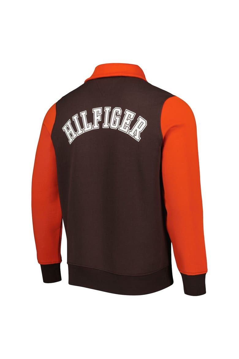 Men's Tommy Hilfiger Brown/Orange Cleveland Browns Aiden Quarter-Zip Sweatshirt, Alternate, color, Brown