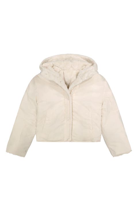Kids' Vertical Blocks Faux Fur Reversible Jacket (Big Kid)