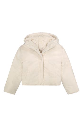 Sam Edelman Kids' Vertical Blocks Faux Fur Reversible Jacket In Neutral