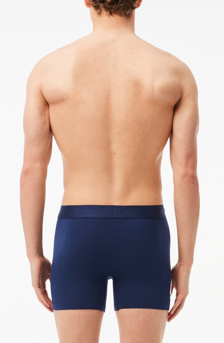Lacoste Assorted 3-Pack Stretch Cotton Boxer Briefs, Alternate, color, Navy Blue/ White/ Silver Chine