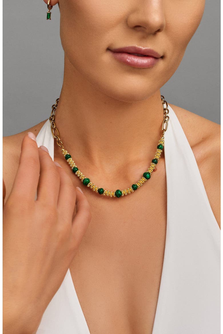 Malachite Chain Choker, Alternate, color, Gold / Green