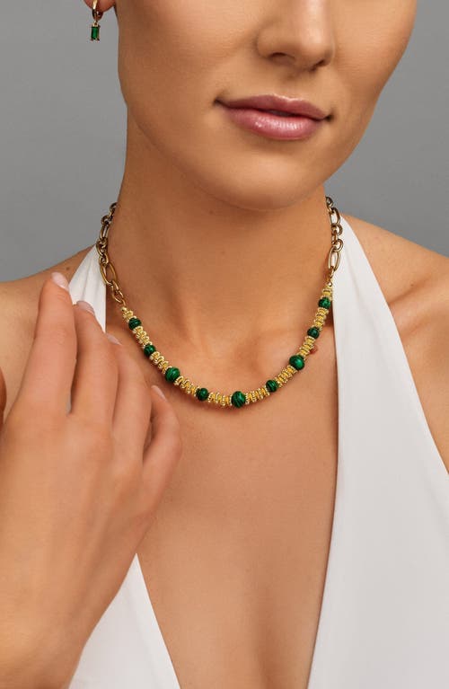 Nialaya Malachite Chain Choker In Gold