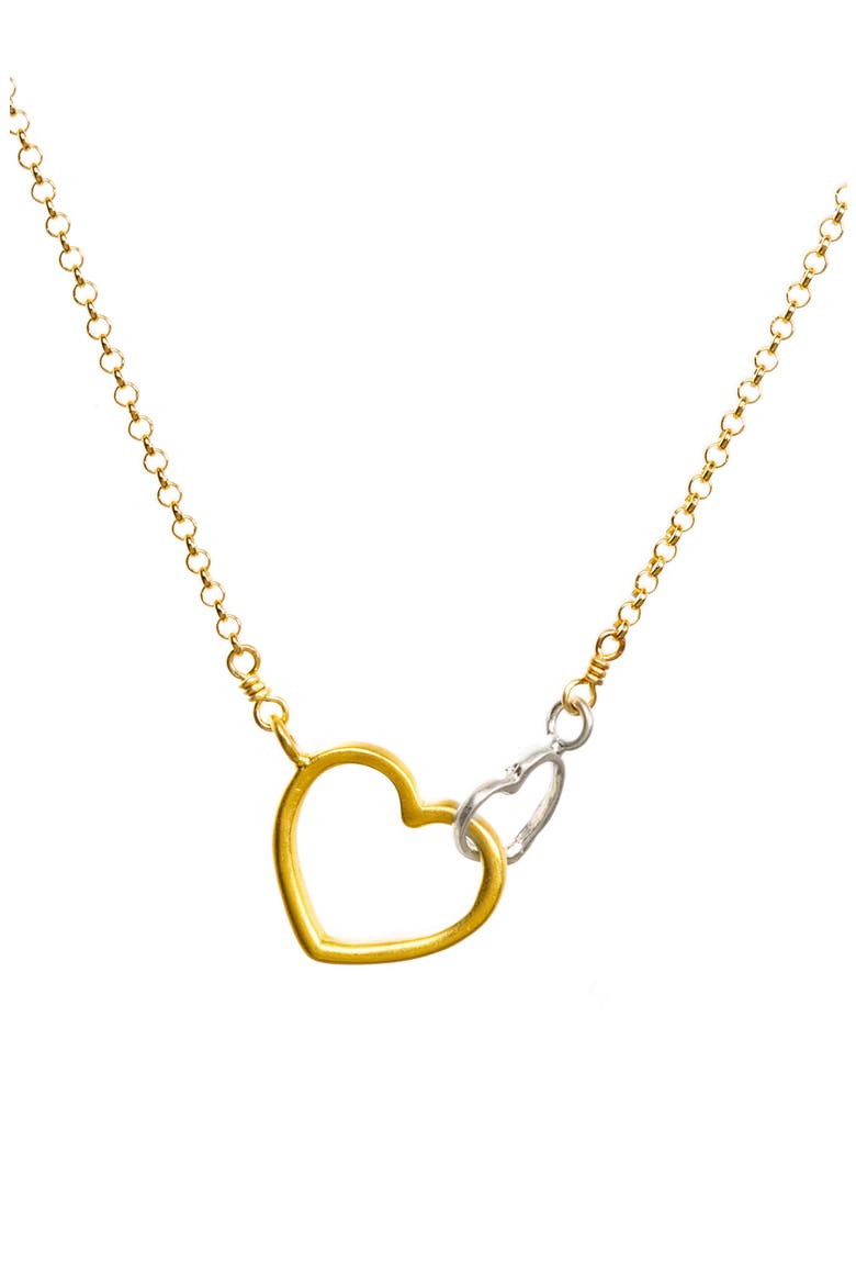 Mother + Daughter Linked Hearts Necklace, Alternate, color, GOLD