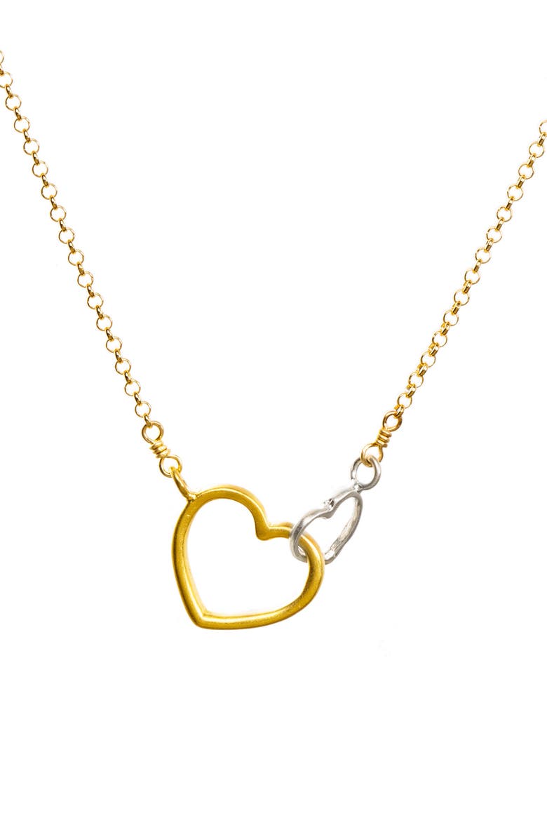Dogeared Mother + Daughter Linked Hearts Necklace, Alternate, color,